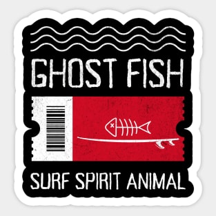 Ghost Fish T-Shirt: Skeleton Surfboard Design - Surf Spirit Animal Tee Sticker